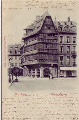 Old postcard AK Alsace Strasbourg STRASBOURG I. Els. Old house. Restaurant KAMMERZEL1900
