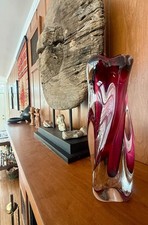 Vintage Mid Century Modern Heavy Luigi Onesto Murano Italian Glass Art Vase 1950