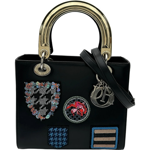 DIOR Lady Medium Black Leather Handbag #OKB2347