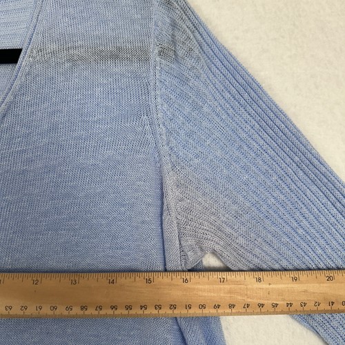 Eileen Fisher 100 % Leinen Strick hoher niedriger Saum blau Tunika Top Small Coastal V-Ausschnitt - Bild 4 von 6