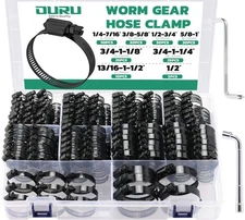 OURU Black Hose Clamp-175PCS Stainless Steel Hose Clamps Assortment Adjustabl...