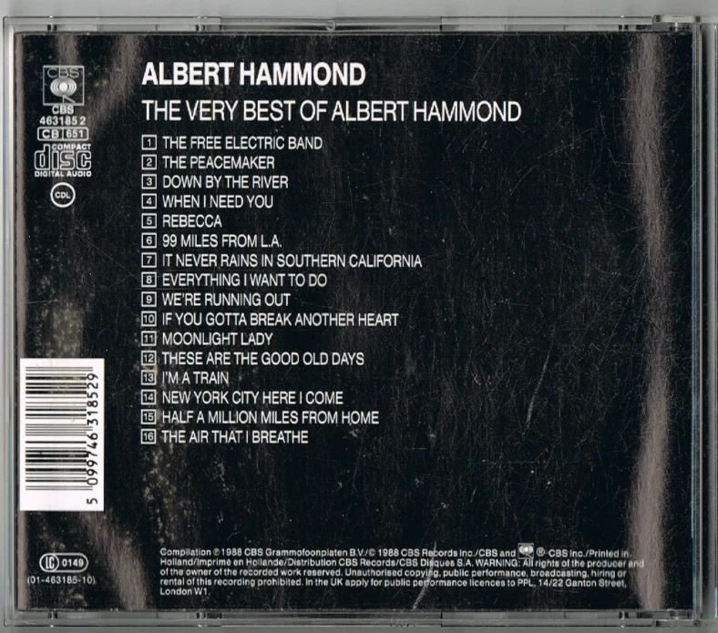 CD - Albert HAMMOND - THE VERY BEST OF -  austrian Press - Bild 3 von 3