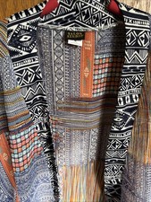 Boho-style Patchwork Open-front Kimono Women s Medium