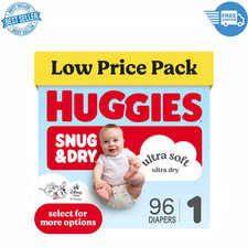 Huggies Snug  Dry Baby Diapers, Size 1 8-14 lbs , 96 Ct, Leak Lock, Unscented
