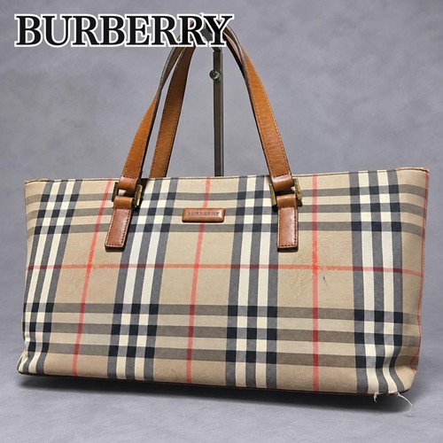 Burberry Nova Check Shadow Horse Leather Tote Bag Vintage Authentic Italy