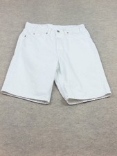 Vintage 1997 Levi’s 550 White Denim Jorts Orange Tab Made in USA Size 32