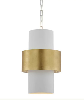 Julie Neill 11'' Chalmette layered pendant plaster white and gild