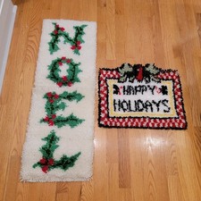 Latch Hook Rugs "NOEL"  "HAPPY HOLIDAYS" COMPLETED