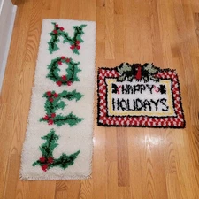 Latch Hook Rugs "NOEL" & "HAPPY HOLIDAYS" COMPLETED