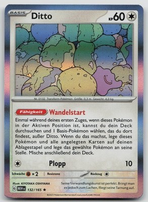 Ditto 132/165 Holo Rare - 151 - DE - NM - Pokemon TCG