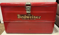 Budweiser King of Beers Enfriador de Metal Rojo Vintage Galvanizado Interior con Bandeja