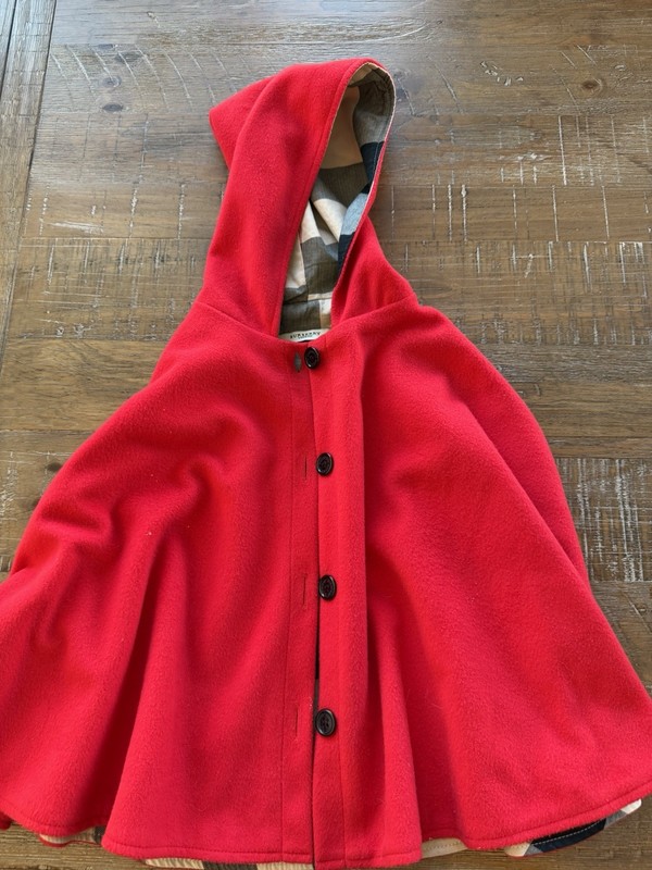 Burberry Girls Red Hooded Wool Cape Coat  XXL Little Red Riding Hood