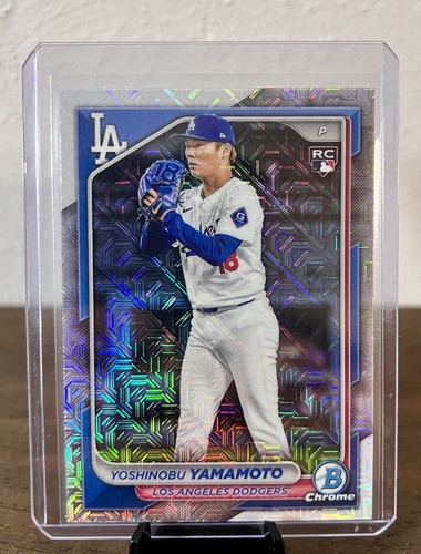 Yoshinobu Yamamoto 2024 Bowman Chrome #73 Mojo Refractor RC Dodgers