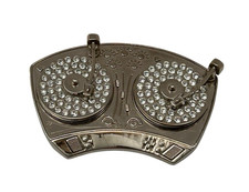 Turntables DJ Belt Buckle Blinged Silver Chrome Rhinestones Unisex Hip Hop
