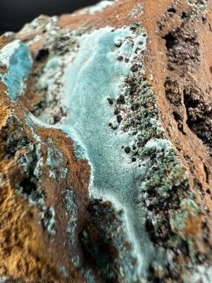 Rosasite and Calcite in Matrix from Ojuela Mine, Mapimi, Durango, Mex.   118 g.