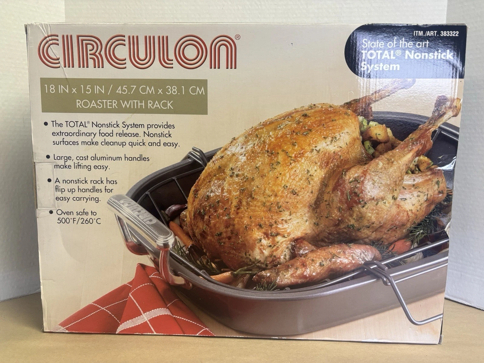 Circulon Nonstick Roasting Pan Roaster with Built in Rack 18" X 15” Gray NEW