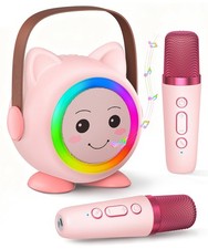 Mini Karaoke Machine Toy for Kids, Portable Karaoke Machine with 2 Wireless M...