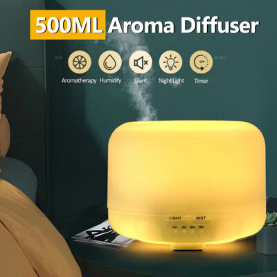 500ML Mist Ultrasonic Air Humidifier Adjustable Aroma Diffuser for Bedroom Home