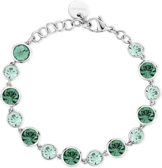 Bracciale Tennis Donna Brosway Doppio Filo In Acciaio Con Cubic Zirconia E Cuore Pendente - Verre Gioielli