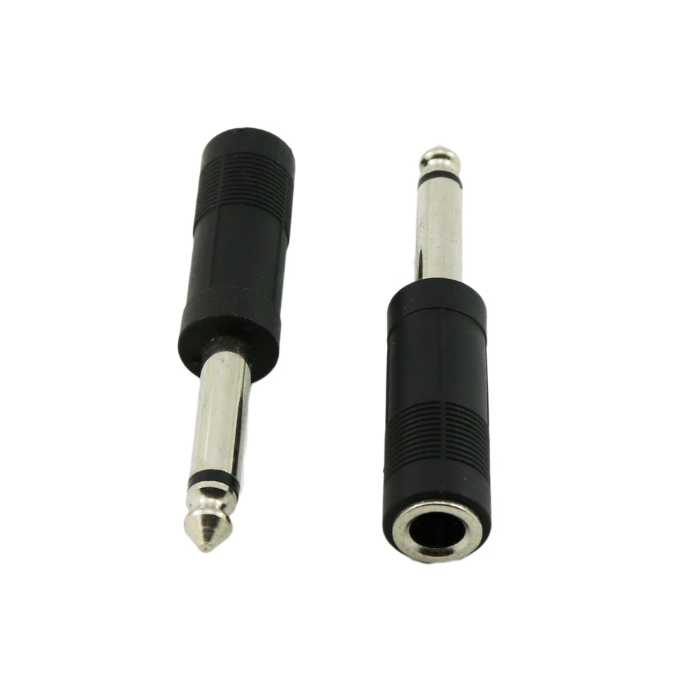 1x 6.35mm 1/4" Mono Male to 6.35mm Female Jack Audio Adapter Nickel plated Black - Image 3 of 4