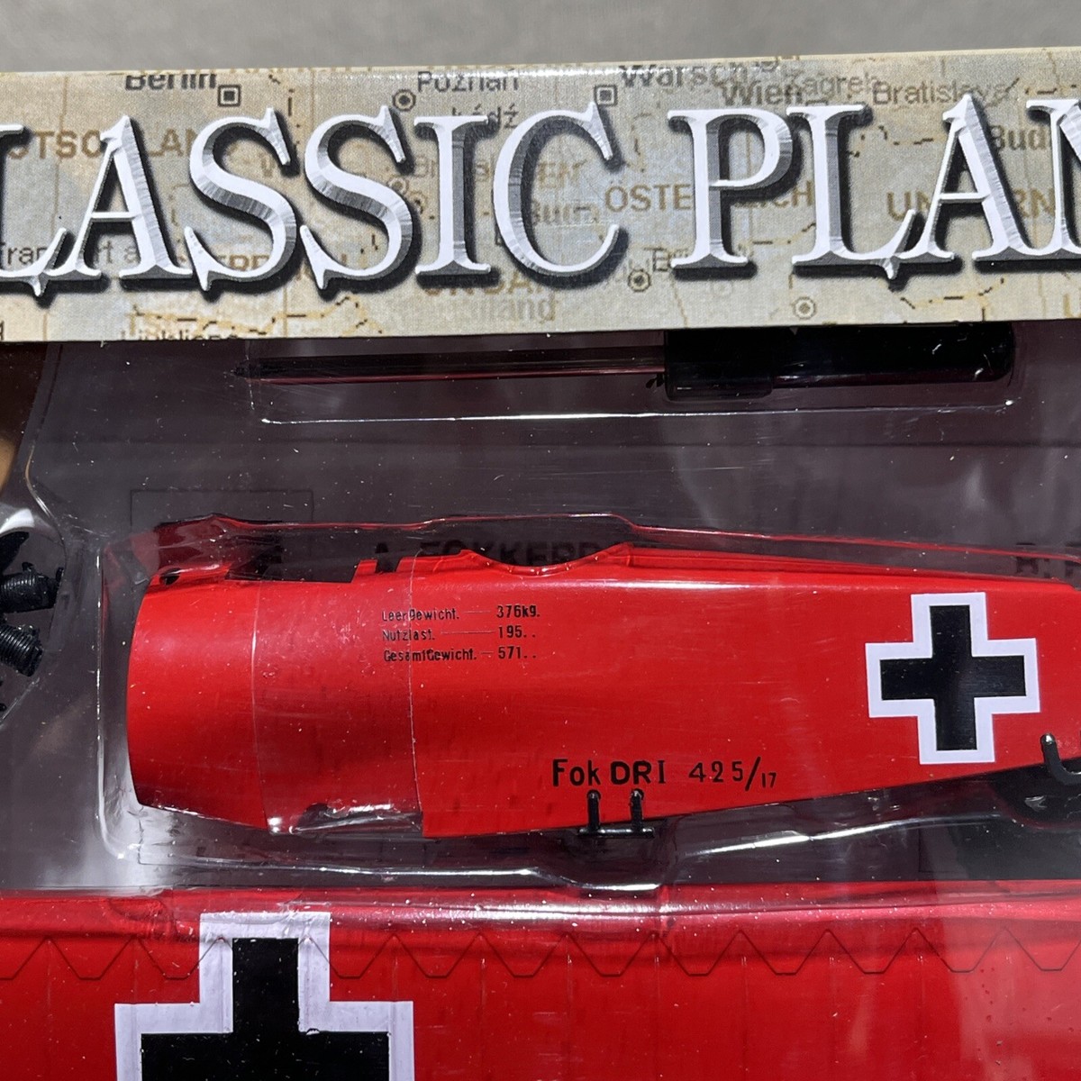 NewRay Classic Planes Fokker DR-1 Red Bi-Plane Airplane Model Kit