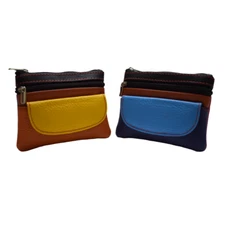 Women's genuine leather coin purse and credit card wallet with key chain holder 