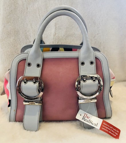 Emilio Pucci rosa/grau Leder PILOT MINI Tasche authentisch $ 1235