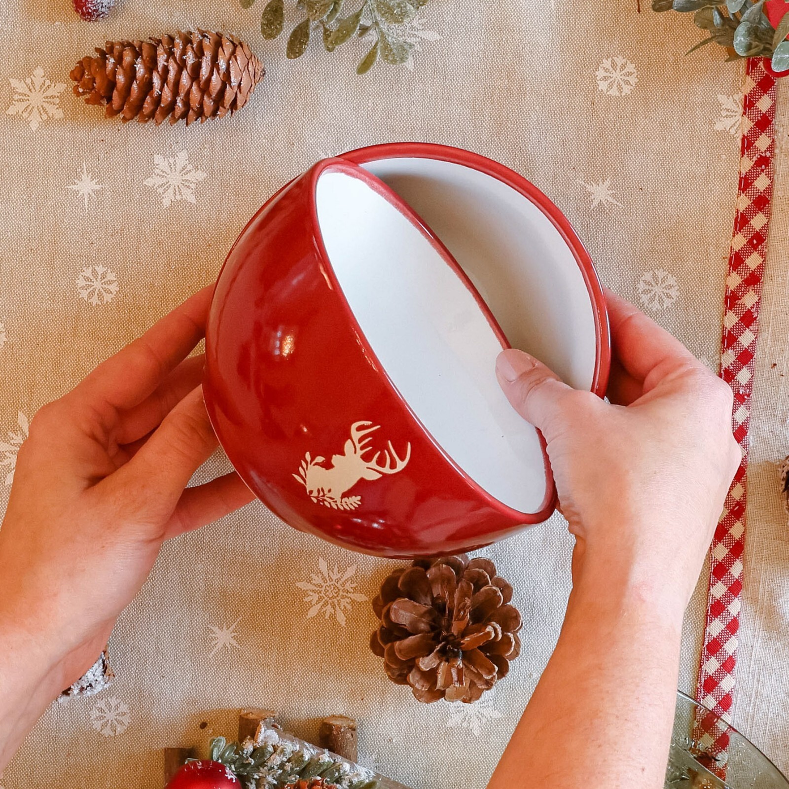 Hand Painted Stoneware Dishwasher Safe Xmas Dessert Pudding Bowls Sets