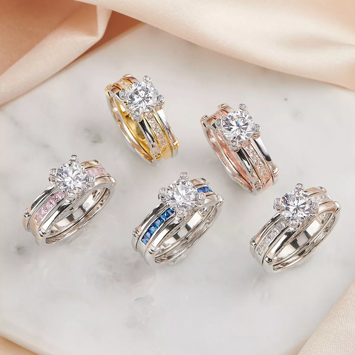 Jewelry for Women Rings Engagement Round Cut Zircons Women Wedding Rings Jewelry Rings for Woman Full Diamond Ladies Ring Cute Ring Pack Trendy