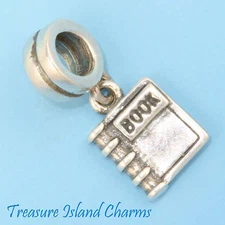 Spiral Notebook Book 925 Solid Sterling Silver European Dangle Bead Charm School