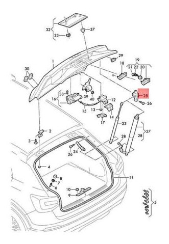 Support de couvercle arrière droit Audi Q2 Ga 81A827606A d'origine