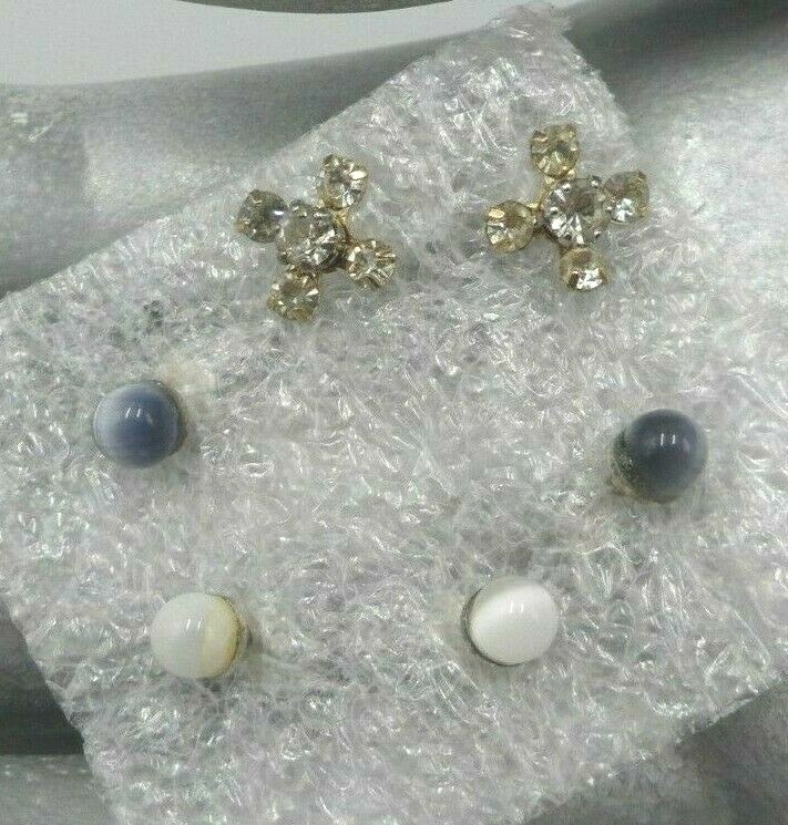 Tiny Rhinestone Cross Earrings w Interchangeable … - image 1