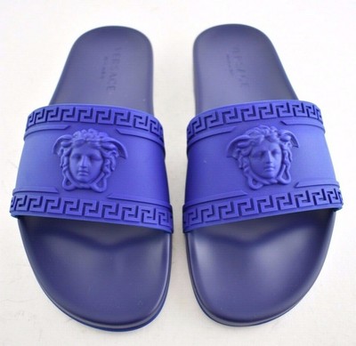 blue versace slides