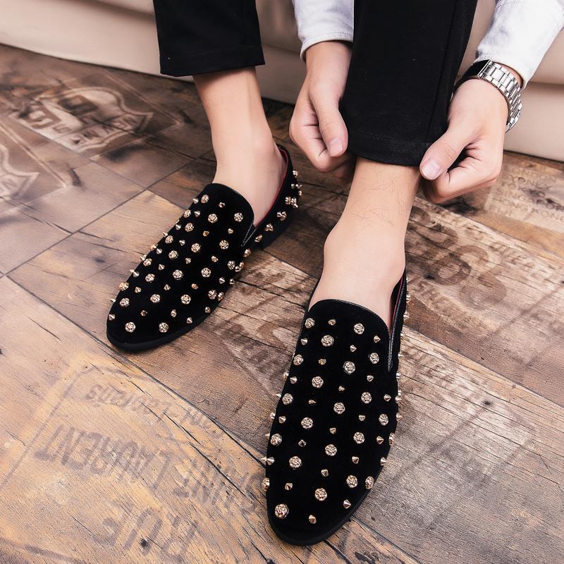 SAOLA Scarpe basse uomo moda rivetti pompa punta tonda abito pull on Oxford nightclub