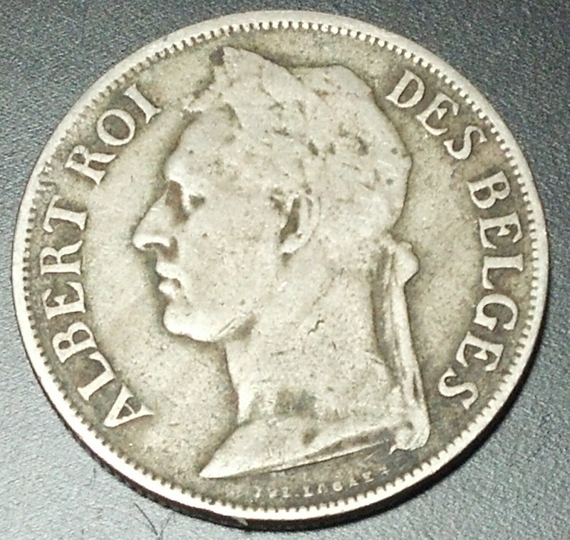 1923 BELGIAN CONGO 1 Franc coin Albert Roi image VG condition