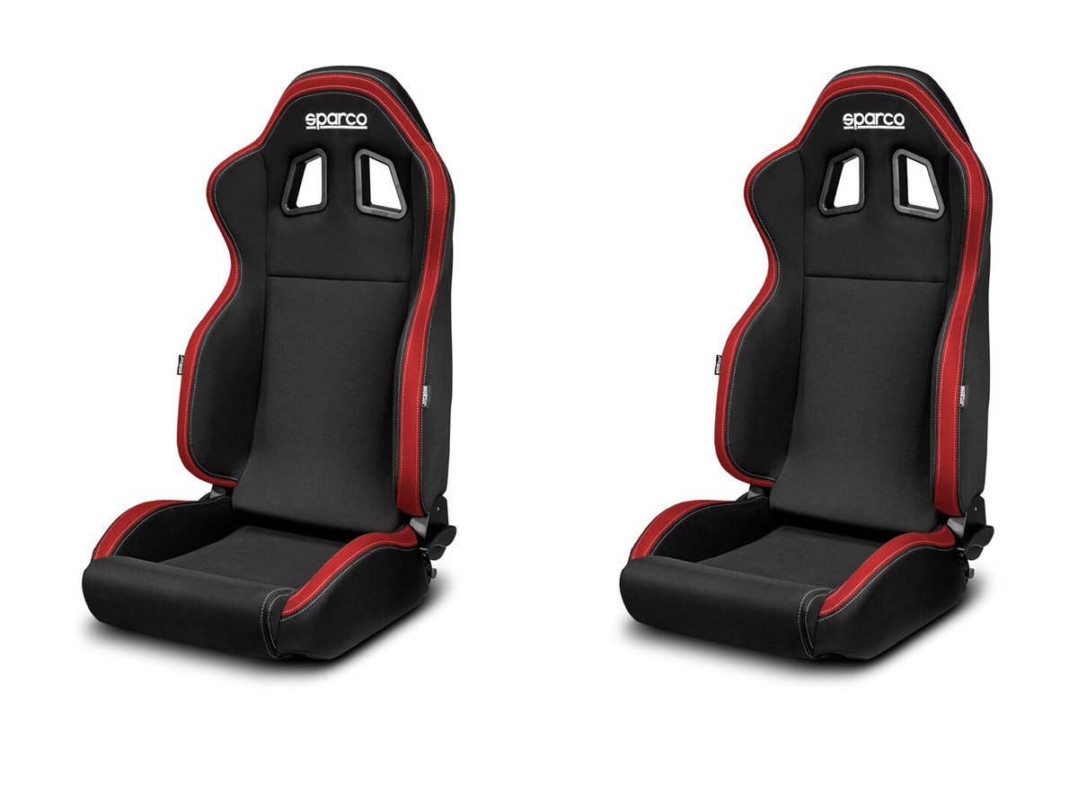 PAIR) Sparco R100 Reclinable Racing Seat - Black/Red Fabric | eBay