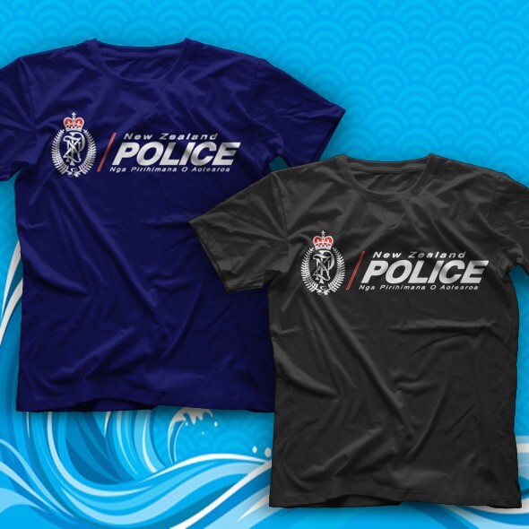 Polices Cops Department New Zealand Logo Front Custom Black Navy T-Shirt Gift