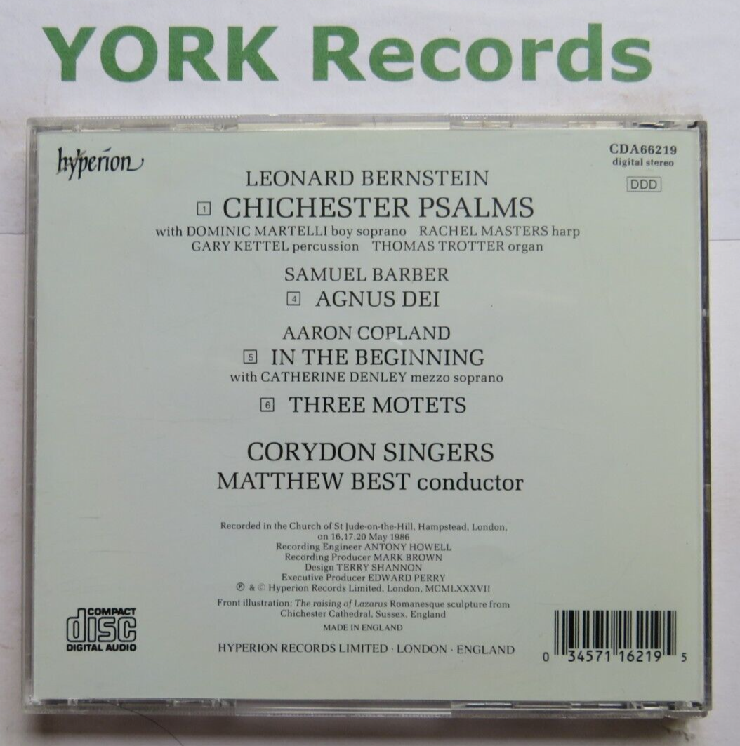 BERNSTEIN - Chichester Psalms BEST Crodon Singers - Excellent Con