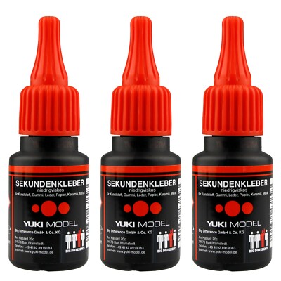 3x Sekundenkleber Alleskleber Schnellkleber, Extra stark, Universal, dünnflüssig