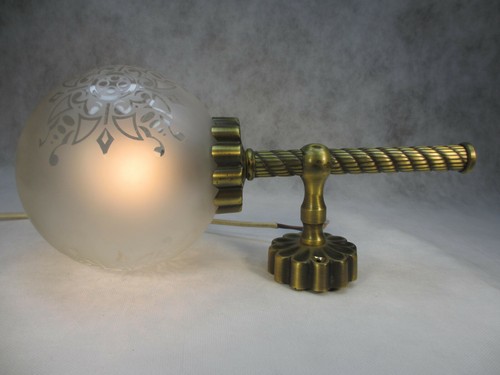 Massiv Messing Wandlampe Kugelschirm Wandleuchte Antik Flurlampe Spiegel Lampe - Bild 3 von 12