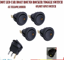 4X DOT LED 12V16A CAR BOAT ROUND ROCKER TOGGLE ON/OFF SWITCH Yellow .
