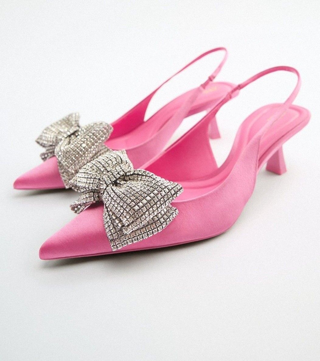 ZARA MID-HEEL SHOES WITH EMBELLISHED BOW PINK 35-42 REF.2244 ZARA MID-HEEL SHOES WITH EMBELLISHED BOW PINK 35-42 REF.2244