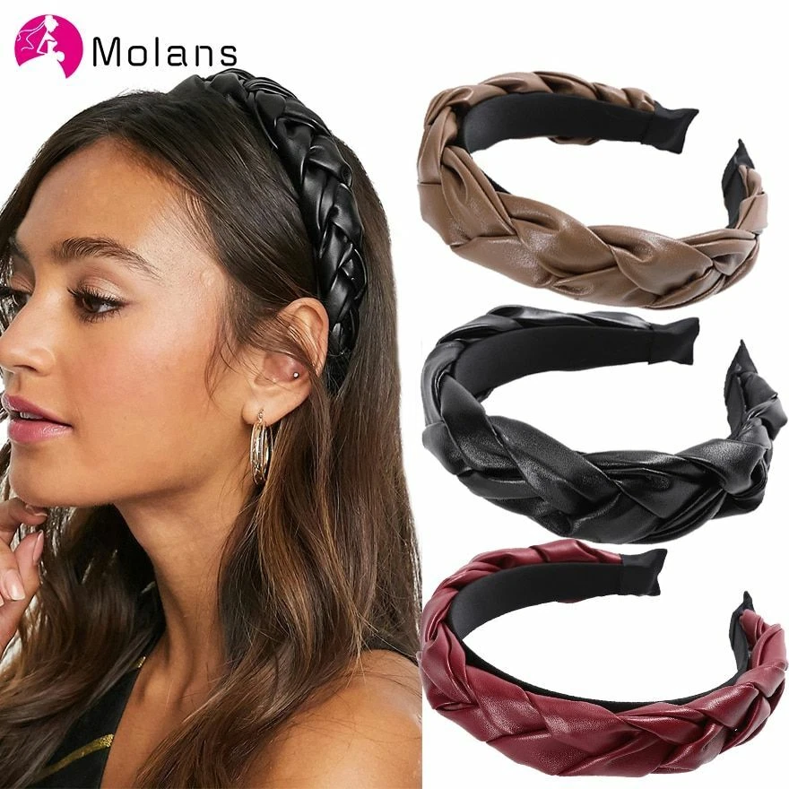 Diademas trenzadas corona española de moda diademas imitación cuero accesorios para el cabello de mujer 1 pieza Foto 3 de 4