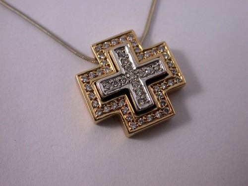 Christ Kreuz Anhänger mit Kette Brillanten Verwandlungsanhänger 585 Gold  - Bild 1 von 7