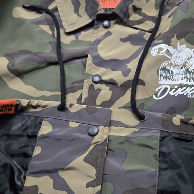 EUC Mens MEDIUM Dixxon Camo Button Up Jacket Built For Speed Rat