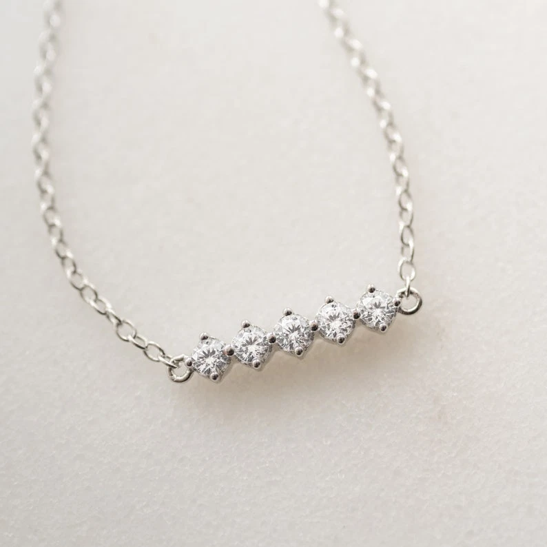 Кубический цирконий драгоценных камней браслет цепочка браслет минималистские ювелирные изделия в серебре - Изображение 3 из 4