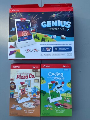 Osmo Genius Starter Kit with Pizza Co & Coding with Awbie Game Add Ons OPEN BOX