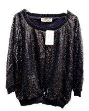 Zara Woman Black Sequin Jumper Top Size Medium Ref 0367 012 RRP £59.99