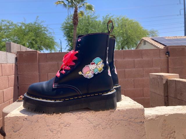Dr. Martens Women's Jadon X Hello Kitty Quad Platform Black
