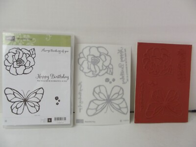 Stampin' Up Beautiful Day Butterfly Flower Gardenia 5 Stamp Set New ...